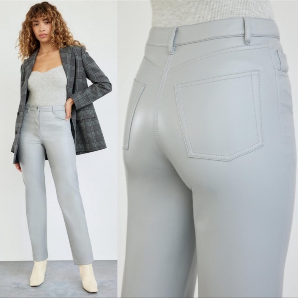 Aritzia Wilfred Melina Marble Grey Vegan Leather Pants, Sz small cropped length